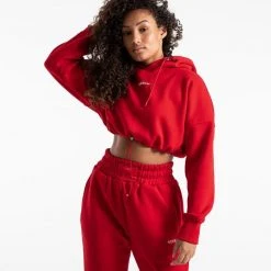 BOXRAW Women Johnson Cropped Hoodie - Red