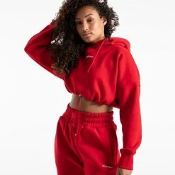 BOXRAW Women Johnson Cropped Hoodie - Red