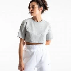 BOXRAW Women Cropped BOXRAW T-Shirt - Grey Clothing