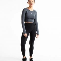 BOXRAW Women Clothing Crop Top Long Sleeve - Charcoal
