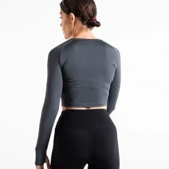 BOXRAW Women Clothing Crop Top Long Sleeve - Charcoal