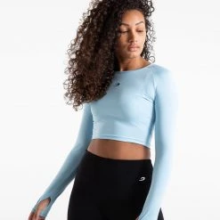 BOXRAW Women Clothing Crop Top Long Sleeve - Baby Blue