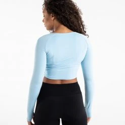 BOXRAW Women Clothing Crop Top Long Sleeve - Baby Blue