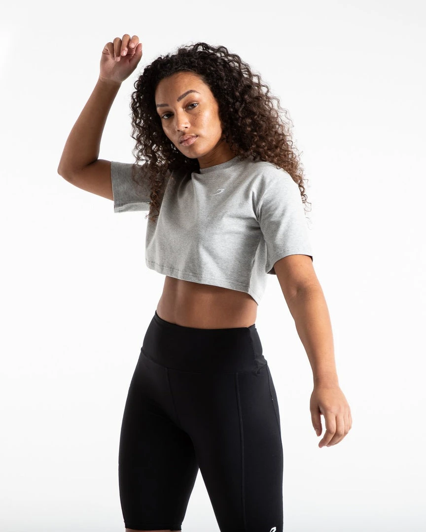 BOXRAW Women Cropped Strike T-Shirt - Grey Clothing 3 BOXRAW Women Cropped Strike T-Shirt - Grey Clothing