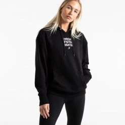 BOXRAW Women HRDR FSTR SMTR Unisex Hoodie - Black