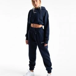 BOXRAW Women Johnson Cropped Hoodie - Navy