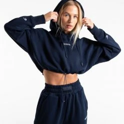BOXRAW Women Johnson Cropped Hoodie - Navy
