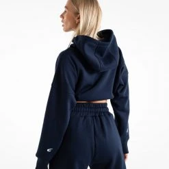 BOXRAW Women Johnson Cropped Hoodie - Navy
