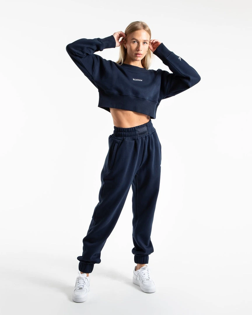 BOXRAW Women Johnson Cropped Sweatshirt - Navy 2 BOXRAW Women Johnson Cropped Sweatshirt - Navy