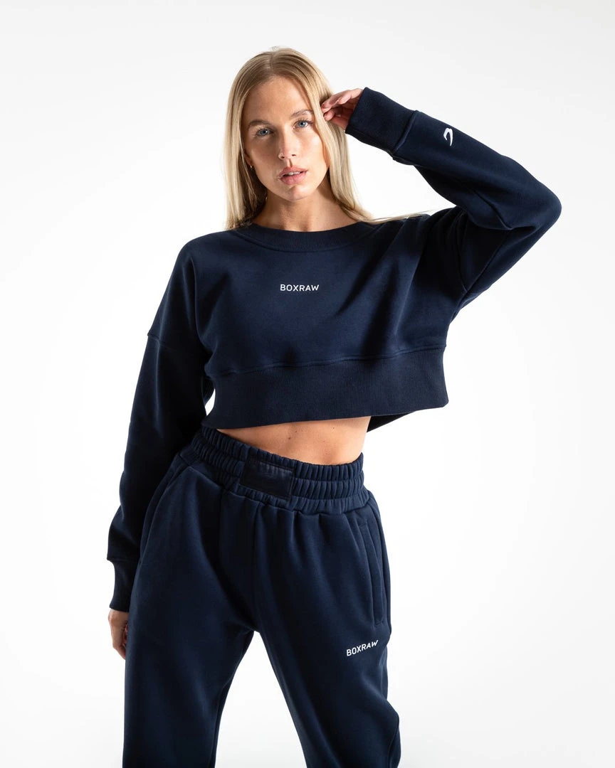 BOXRAW Women Johnson Cropped Sweatshirt - Navy 1 BOXRAW Women Johnson Cropped Sweatshirt - Navy