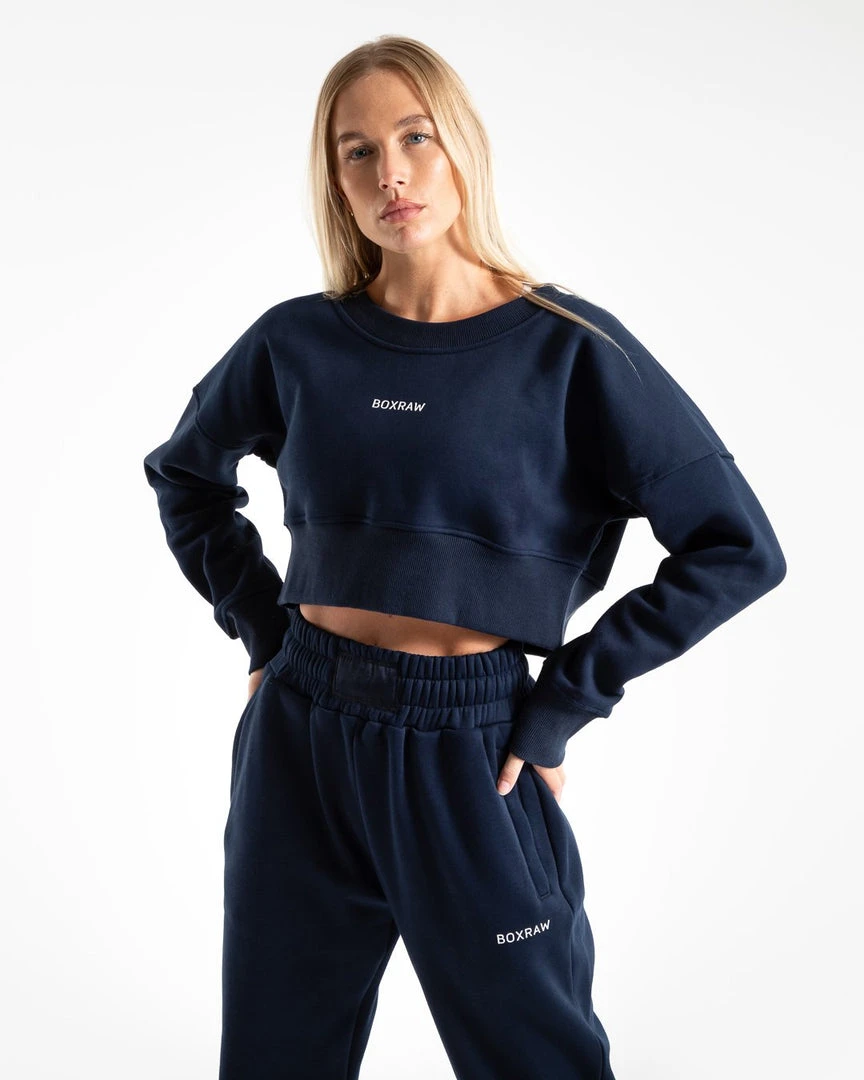 BOXRAW Women Johnson Cropped Sweatshirt - Navy 3 BOXRAW Women Johnson Cropped Sweatshirt - Navy