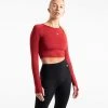 BOXRAW Women Crop Top Long Sleeve - Red