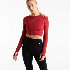 BOXRAW Women Crop Top Long Sleeve - Red