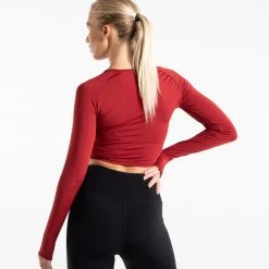 BOXRAW Women Crop Top Long Sleeve - Red