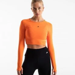 BOXRAW Women Crop Top Long Sleeve - Orange