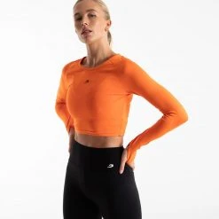 BOXRAW Women Crop Top Long Sleeve - Orange
