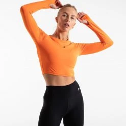 BOXRAW Women Crop Top Long Sleeve - Orange