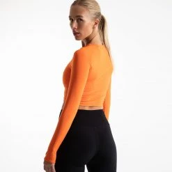 BOXRAW Women Crop Top Long Sleeve - Orange