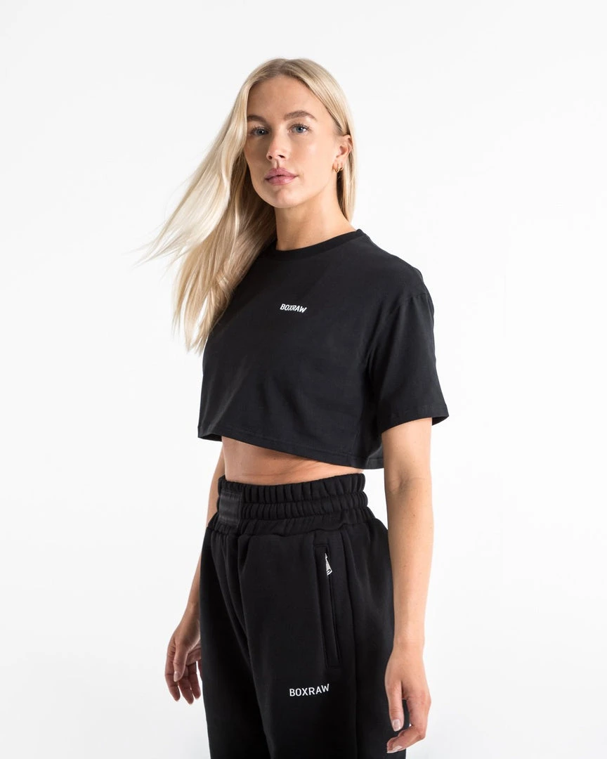 BOXRAW Women Cropped BOXRAW T-Shirt - Black 1 BOXRAW Women Cropped BOXRAW T-Shirt - Black