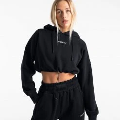 BOXRAW Women Johnson Cropped Hoodie - Black Clothing