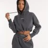 BOXRAW Women New Releases Johnson Cropped Hoodie - Charcoal