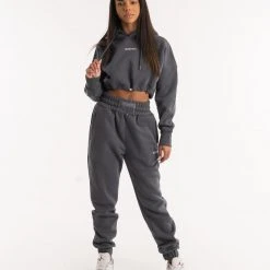 BOXRAW Women New Releases Johnson Cropped Hoodie - Charcoal