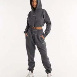 BOXRAW Women New Releases Johnson Cropped Hoodie - Charcoal