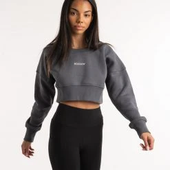 BOXRAW Women Johnson Cropped Sweatshirt - Charcoal New Releases