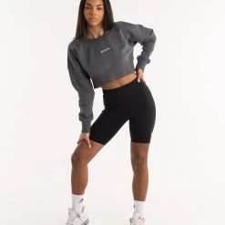 BOXRAW Women Johnson Cropped Sweatshirt - Charcoal New Releases