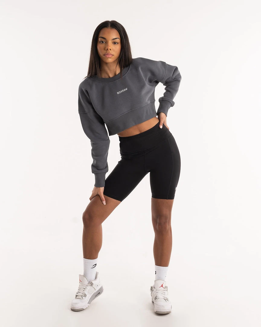 BOXRAW Women Johnson Cropped Sweatshirt - Charcoal New Releases 2 BOXRAW Women Johnson Cropped Sweatshirt - Charcoal New Releases