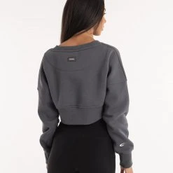 BOXRAW Women Johnson Cropped Sweatshirt - Charcoal New Releases 11 BOXRAW Women Johnson Cropped Sweatshirt - Charcoal New Releases