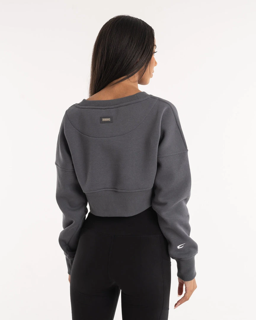 BOXRAW Women Johnson Cropped Sweatshirt - Charcoal New Releases 4 BOXRAW Women Johnson Cropped Sweatshirt - Charcoal New Releases