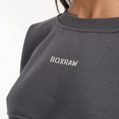 BOXRAW Women Johnson Cropped Sweatshirt - Charcoal New Releases 12 BOXRAW Women Johnson Cropped Sweatshirt - Charcoal New Releases