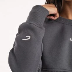 BOXRAW Women Johnson Cropped Sweatshirt - Charcoal New Releases 13 BOXRAW Women Johnson Cropped Sweatshirt - Charcoal New Releases