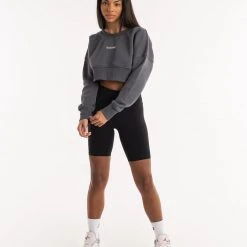 BOXRAW Women Johnson Cropped Sweatshirt - Charcoal New Releases 15 BOXRAW Women Johnson Cropped Sweatshirt - Charcoal New Releases