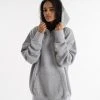 BOXRAW Women Oversized Strike Hoodie - Grey Clothing