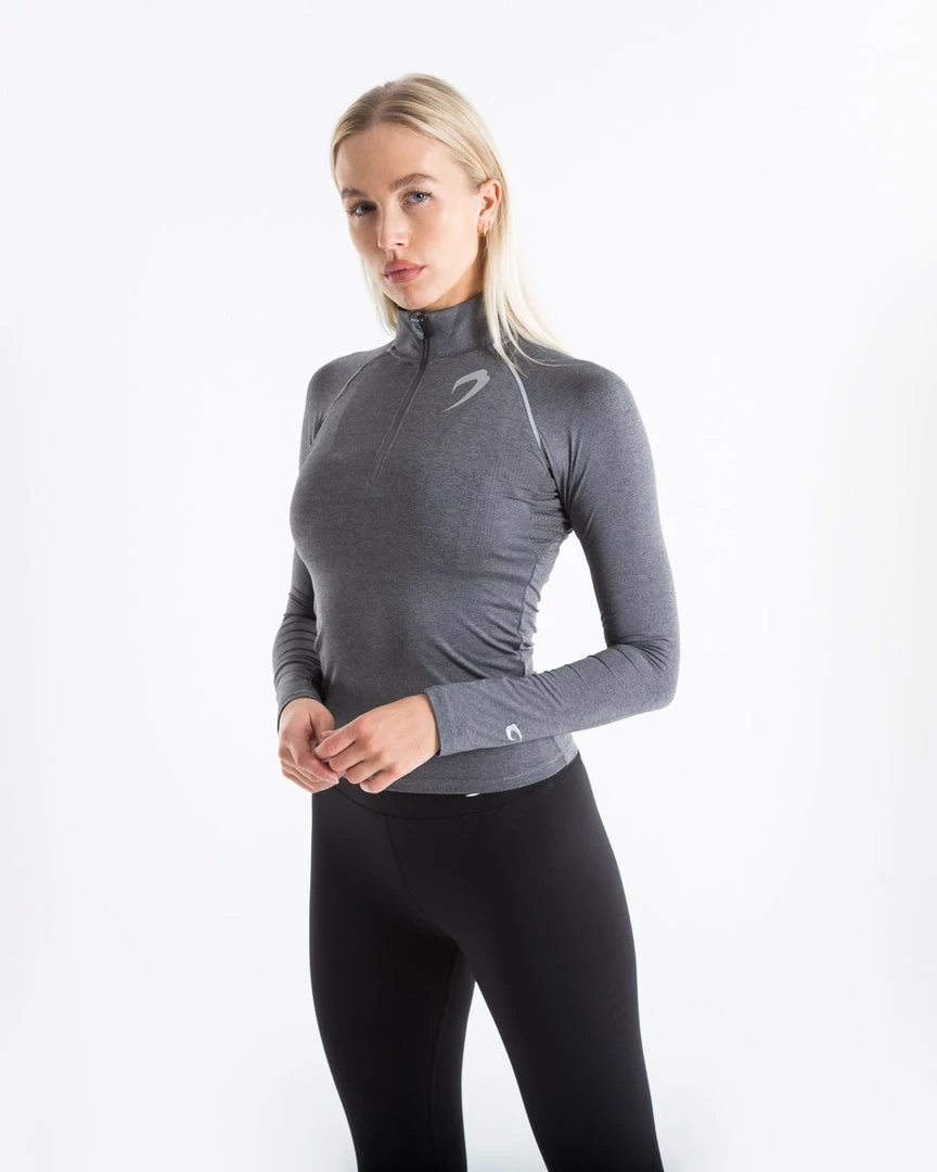 BOXRAW Women Perez 1/4 Zip Top - Charcoal 3 BOXRAW Women Perez 1/4 Zip Top - Charcoal