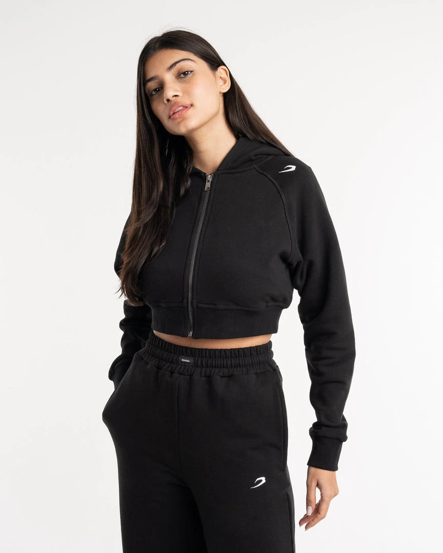 BOXRAW Women New Releases Winstone Cropped Zip Hoodie - Black 1 BOXRAW Women New Releases Winstone Cropped Zip Hoodie - Black