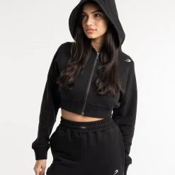 BOXRAW Women New Releases Winstone Cropped Zip Hoodie - Black 12 BOXRAW Women New Releases Winstone Cropped Zip Hoodie - Black