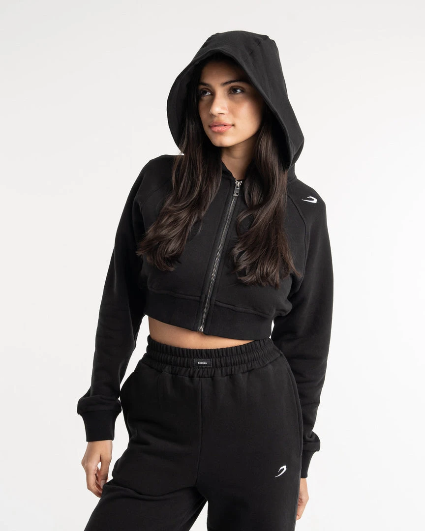 BOXRAW Women New Releases Winstone Cropped Zip Hoodie - Black 3 BOXRAW Women New Releases Winstone Cropped Zip Hoodie - Black
