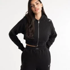 BOXRAW Women New Releases Winstone Cropped Zip Hoodie - Black 13 BOXRAW Women New Releases Winstone Cropped Zip Hoodie - Black
