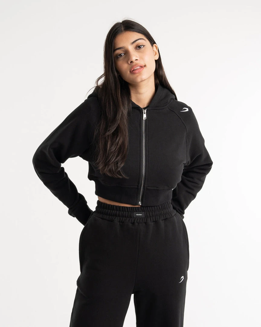 BOXRAW Women New Releases Winstone Cropped Zip Hoodie - Black 4 BOXRAW Women New Releases Winstone Cropped Zip Hoodie - Black