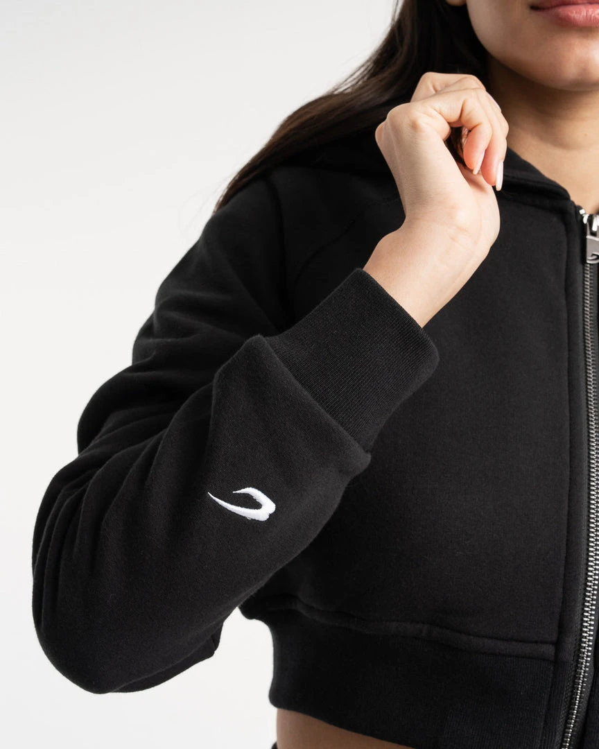 BOXRAW Women New Releases Winstone Cropped Zip Hoodie - Black 8 BOXRAW Women New Releases Winstone Cropped Zip Hoodie - Black