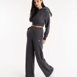 BOXRAW Women Winstone Cropped Zip Hoodie - Charcoal