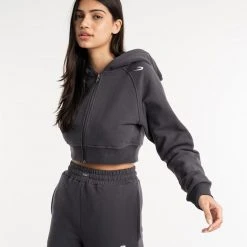 BOXRAW Women Winstone Cropped Zip Hoodie - Charcoal 12 BOXRAW Women Winstone Cropped Zip Hoodie - Charcoal
