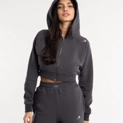 BOXRAW Women Winstone Cropped Zip Hoodie - Charcoal 13 BOXRAW Women Winstone Cropped Zip Hoodie - Charcoal