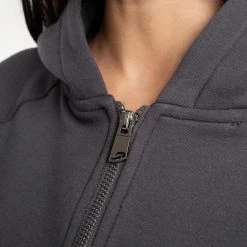 BOXRAW Women Winstone Cropped Zip Hoodie - Charcoal 16 BOXRAW Women Winstone Cropped Zip Hoodie - Charcoal