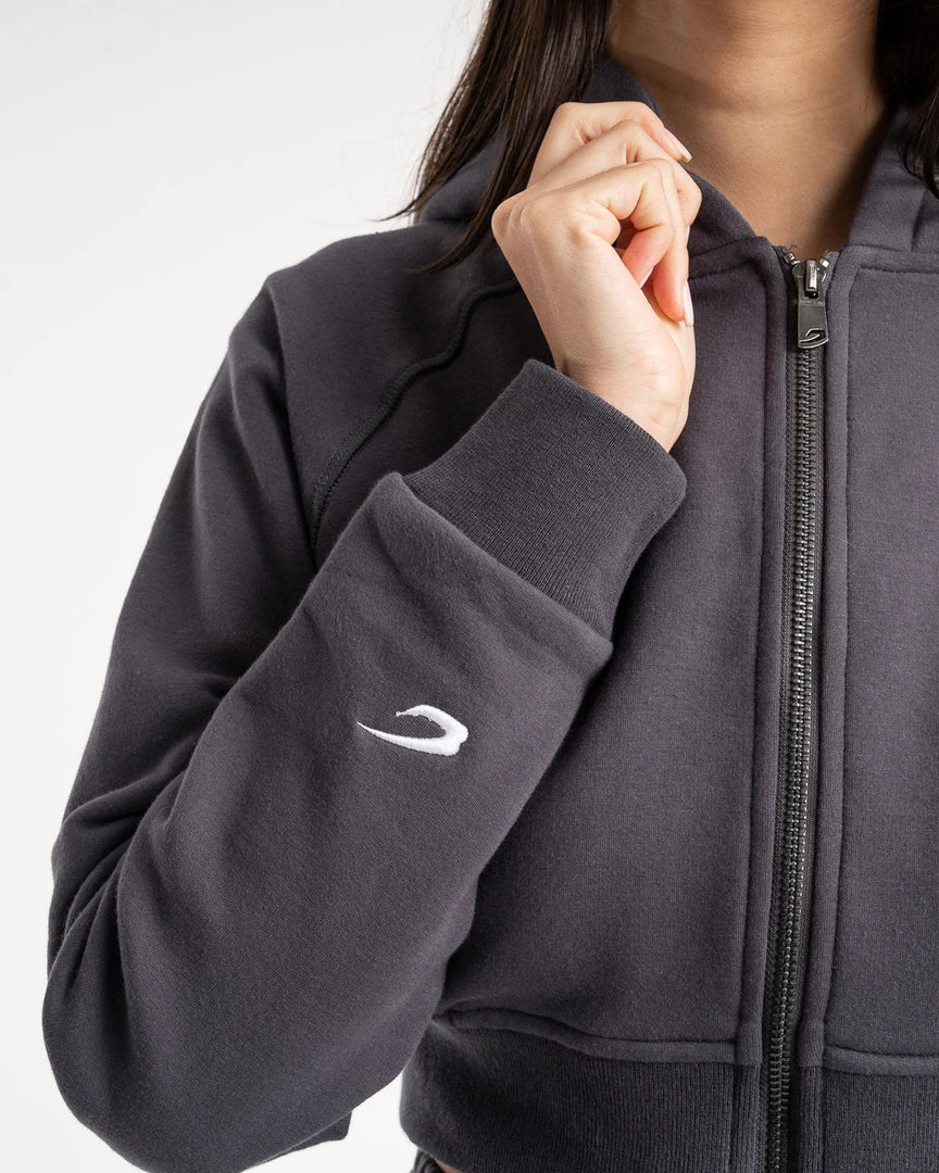 BOXRAW Women Winstone Cropped Zip Hoodie - Charcoal 8 BOXRAW Women Winstone Cropped Zip Hoodie - Charcoal