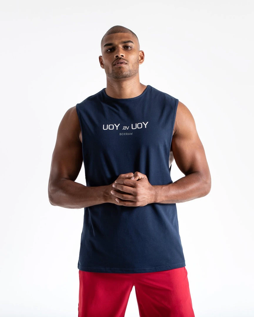 BOXRAW Men You Vs. You Muscle Tank - Navy 1 BOXRAW Men You Vs. You Muscle Tank - Navy