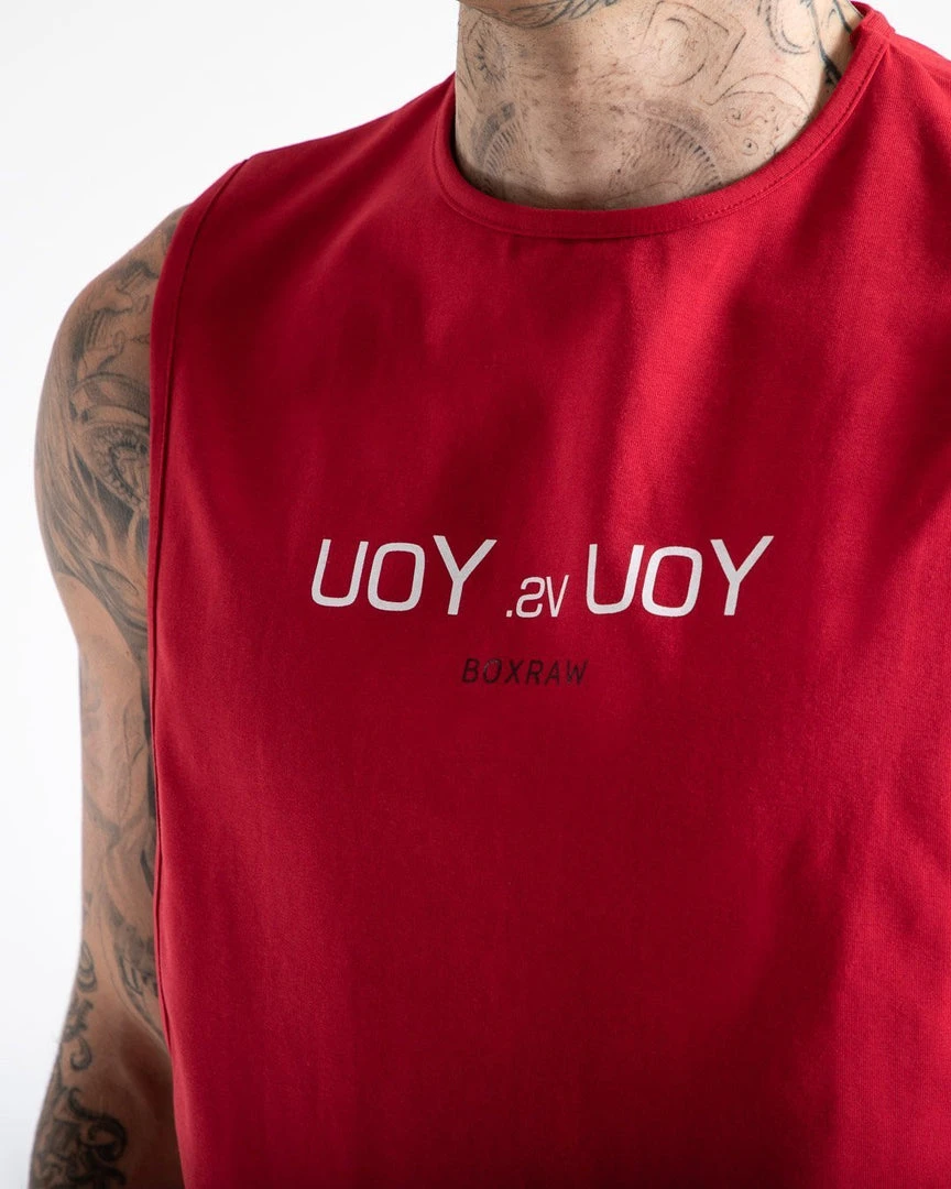BOXRAW Men You Vs. You Muscle Tank - Red Clothing 6 BOXRAW Men You Vs. You Muscle Tank - Red Clothing